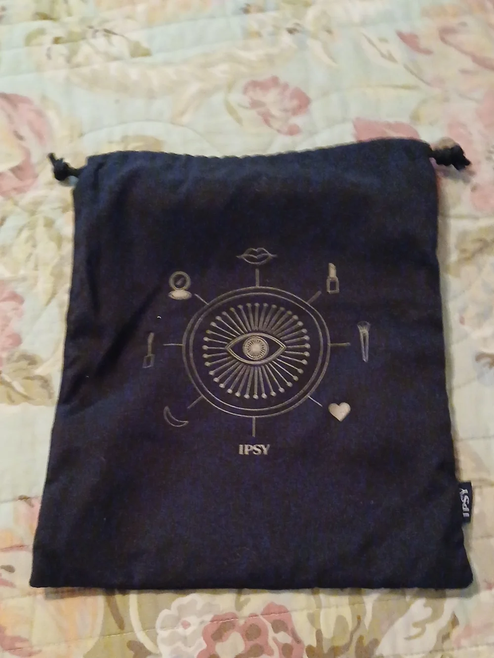 ipsy Black Cosmetic Drawstring Pouch with Eye Motif Youre Magic